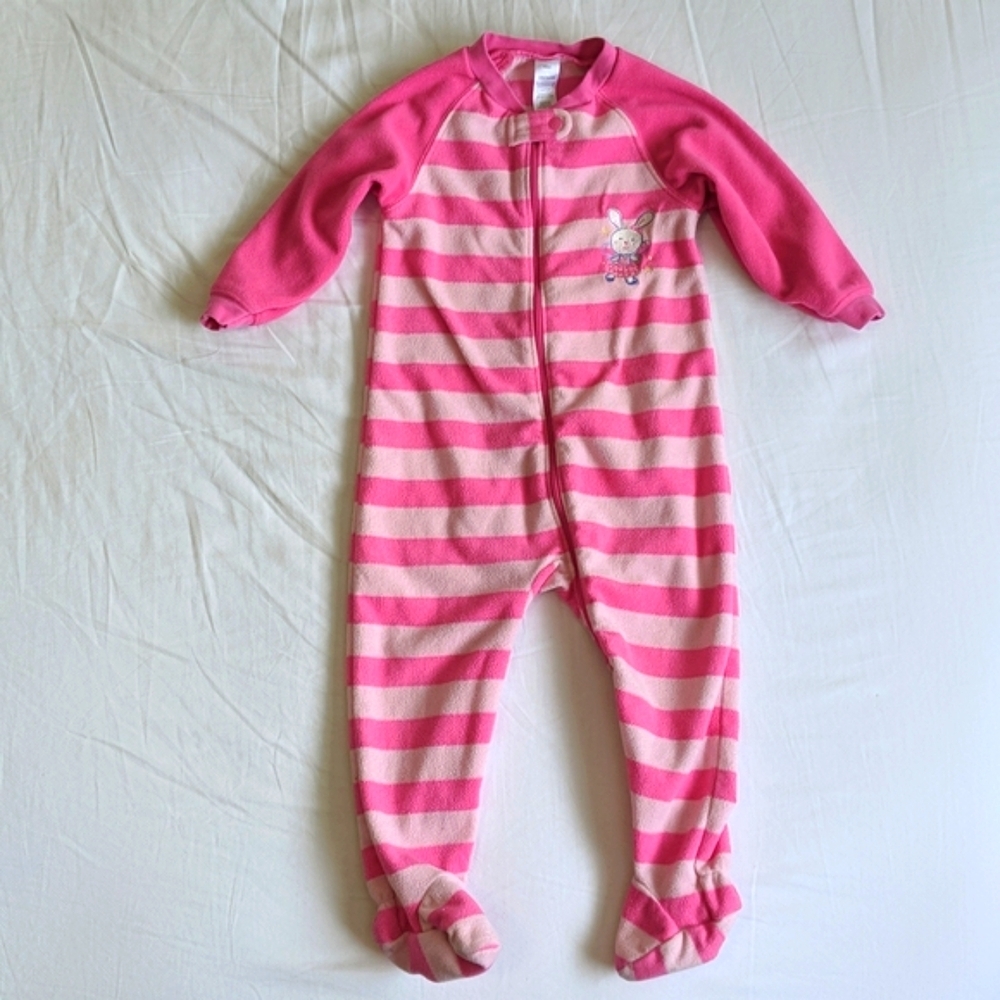 george pink stripes fleece zipper footie sleeper pajamas 18 months baby girl